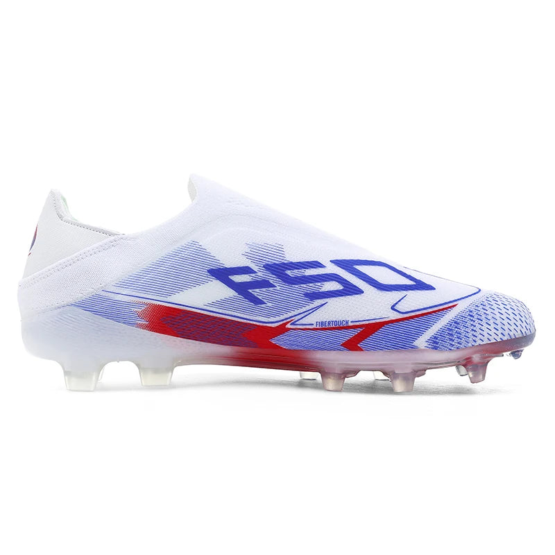 Chaussures de football sans lacets F50 de haute qualité pour hommes, crampons de football FG pour garçons, chaussures de football antidérapantes pour l'entraînement sur gazon, tailles 35-45