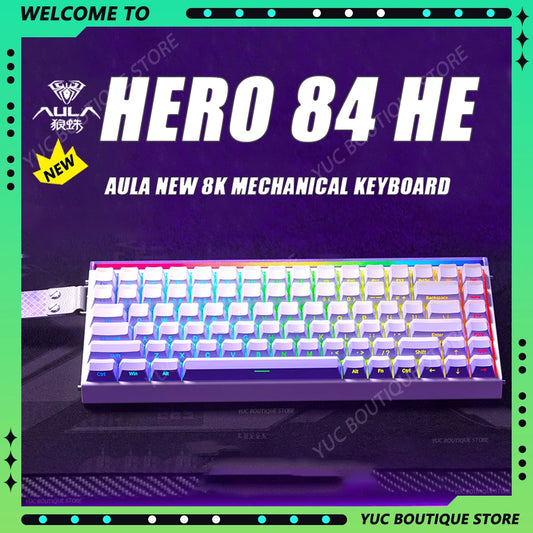 AULA HERO 84HE Magnetic Switch Gaming Keyboard 8K Wired RGB Mechanical Keyboard with PBT Keycaps, Gasket Mount, Esports Keyboard for PC Gaming