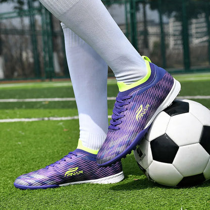Ghete de fotbal pentru bărbați, de înaltă calitate, crampoane pentru meci, model popular pentru interior și exterior, teren cu iarbă, futsal, ghete high-top antiderapante