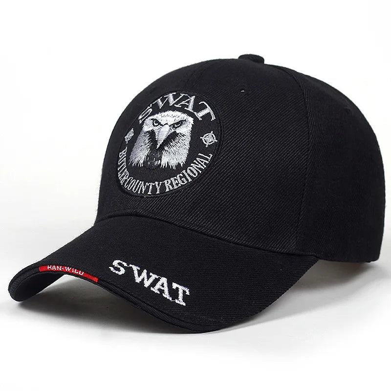 SWAT Eagle Baseball Cap Men's Embroidered Eagle Pattern Adjustable Peaked Caps Outdoor Visor Hat Tactical Hat Military Cap