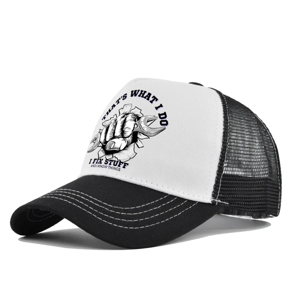 Modebaseballkasket i printet, åndbart net til forår/sommer – Gorras med personligt logo til mænd, kvinder og par – Visirhat, casquette