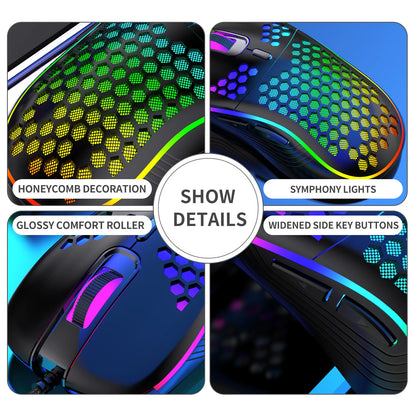 VAORLO USB Wired Gaming Mouse 7200DPI Adjustable Optical Gaming Mouse with RGB Lighting, Ergonomic Mechanical Gaming Mouse for PC, Laptop & Office