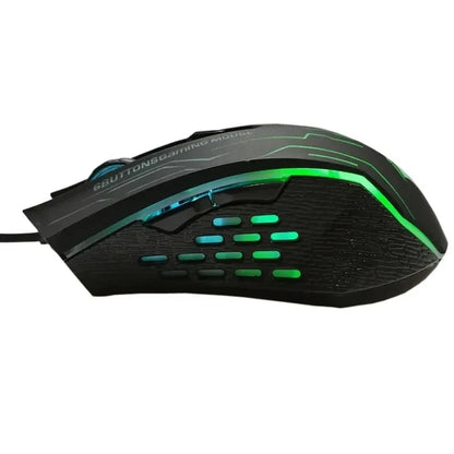 Silent Click USB Wired Gaming Mouse RGB, 6-Button Optical Gaming Mouse with Adjustable 3200 DPI, Ergonomic USB Gaming Mouse for PC, Laptop & Notebook