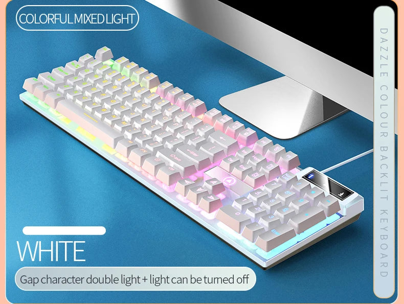 YINDIAO Wired USB Gaming Keyboard with Backlight, 104-Key Ergonomic Gaming Keyboard for PC, Laptop & Desktop, RGB Gamer Keyboard for Office & Gaming