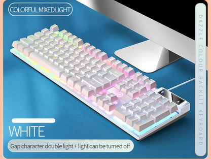 YINDIAO Wired USB Gaming Keyboard with Backlight, 104-Key Ergonomic Gaming Keyboard for PC, Laptop & Desktop, RGB Gamer Keyboard for Office & Gaming