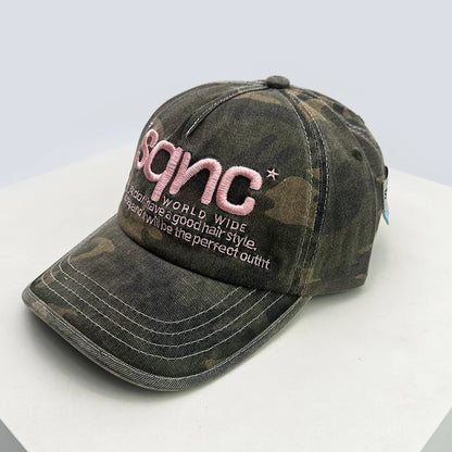 Casquettes de baseball unisexes de style américain, brodées de lettres CAMO, respirantes, style hip-hop, à visière, polyvalentes, tendance