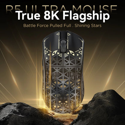 ATTACK SHARK R5 Ultra Wireless Gaming Mouse Tri-Mode, Carbon Fiber, PAW3950MAX Sensor, 8K 8000Hz Polling Rate, 42000 DPI Gaming Mouse