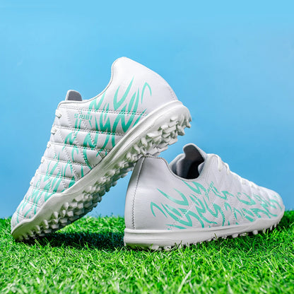 Chaussures de football TF multi-terrain adaptables, en tissu PU respirant et doux pour la peau, semelle en caoutchouc antidérapante, stabilité optimale pour l'entraînement quotidien