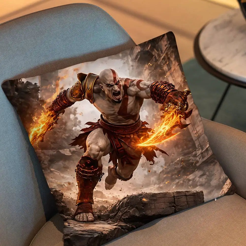 Furious Kratos game God of War  Pillow Case Pillow Case Living Room Sofa Cushion Cover Suitable For Home Bedroom Room Decoration