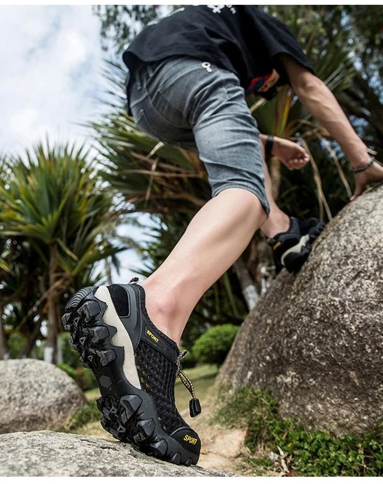 Chaussures de sport en maille pour homme, été : chaussures de mode pour l'alpinisme, respirantes, légères, antidérapantes, pour le plein air, les voyages, la course à pied et le quotidien