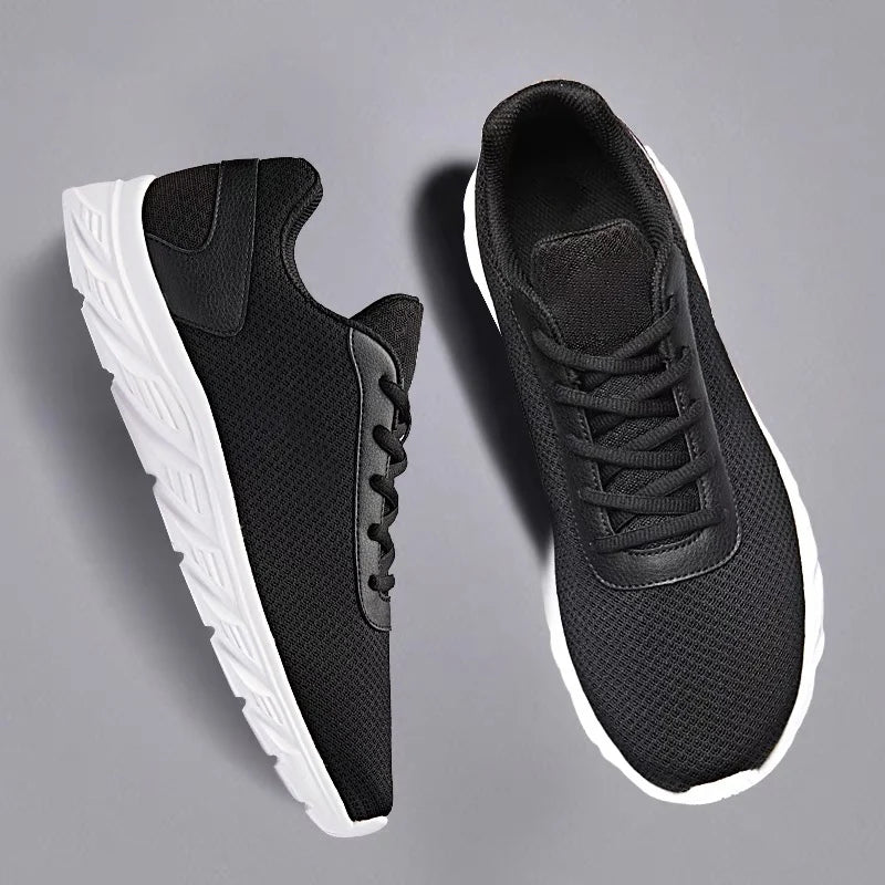 Men's casual sports shoes men's shoes black mesh breathable running shoes men's soft bottom light flat bottom work shoes