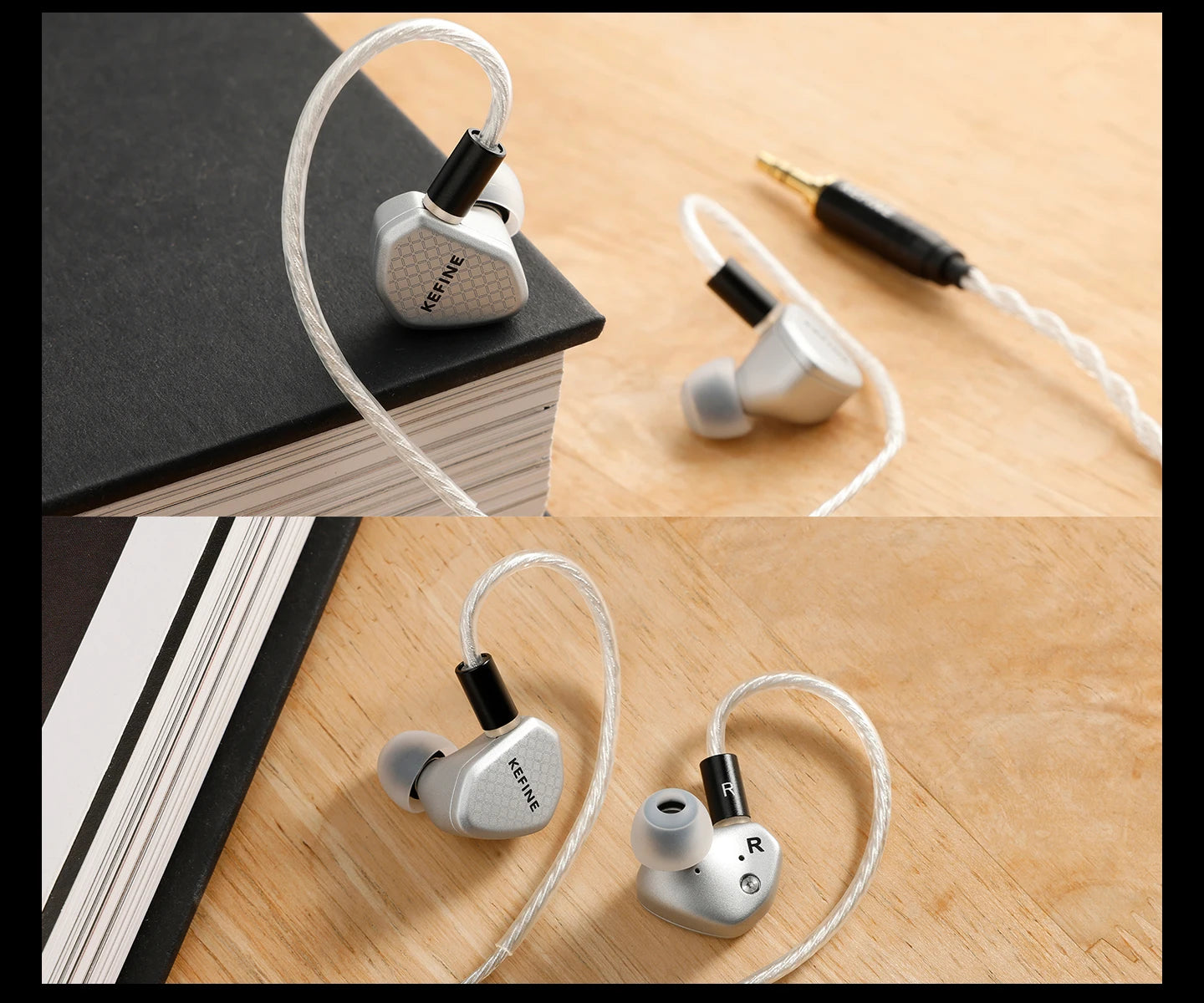 Angelears Kefine Klean SV 10mm DLC Diaphragm Dynamic Driver IEMs – Hi-Fi In-Ear Earphones with Interchangeable Nozzles &amp; Silver-Plated SPC Cable