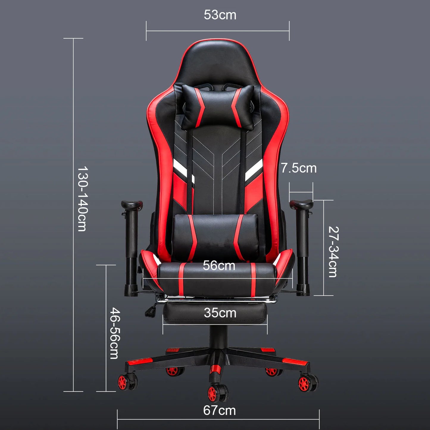 Massage Gaming Chair 7-Point Adjustable Seat Height Ergonomic Office Chair with Footrest and Lumbar Support GC-RC03 Chairs