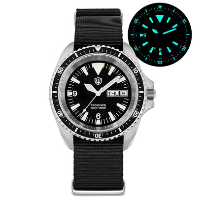 Watchdives WD1980 V3 Quartz Watch VH31 Sweep Movement Sapphire Vintage Watch 100m Waterproof Stainless Steel Luminous Mens Watch