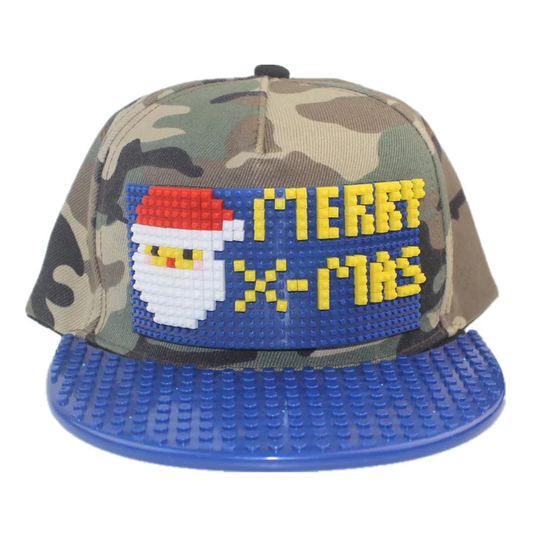 Tegneserie-patchwork-baseballkasketter, DIY-blokke, snapback-kasketter, hiphop-kasketter til mænd og kvinder, aftagelige pixel-kasketter, dad hats, kasketter til børn og voksne