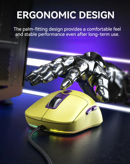 Xundler Wired Gaming Mouse 12800 DPI RGB Programmable Ergonomic USB Gaming Mouse with Instant A825 Sensor, 6 Adjustable DPI Levels for PC & Laptop