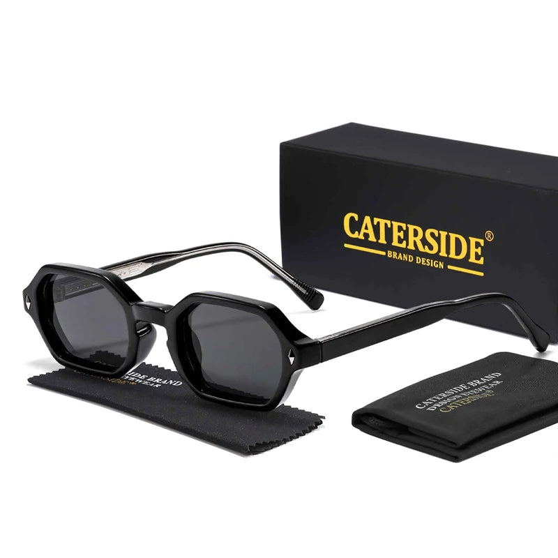CATERSIDE Polygon Sunglasses Fashion Men Small Frame Gradient Lens Sun Glasses for Summer Beach Party Ideal Choice for Gifts