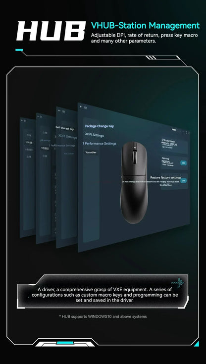 VXE Dragonfly R1 Pro Max Gaming Mouse, Wireless Bluetooth Gaming Mouse with PAW3395 Sensor, Rechargeable Lightweight Ergonomic Esports Mouse