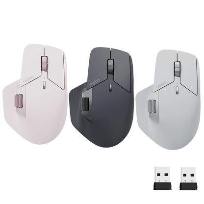 Rapoo MT760 Multi-Mode Rechargeable Wireless Mouse, Ergonomic Bluetooth Mouse with 4000 DPI, Easy-Switch for Up to 4 Devices, USB-C Rechargeable