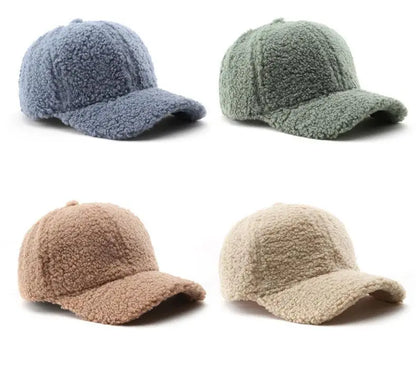 Autumn Winter Baseball Cap Women Artificial Lamb Wool Hats Keep Warm Cap Plush Baseball Caps Spring Baseball Cap Solid Sunshade