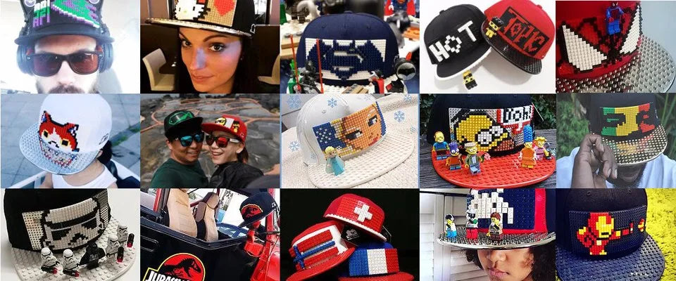 Tegneserie-patchwork-baseballkasketter, DIY-blokke, snapback-kasketter, hiphop-kasketter til mænd og kvinder, aftagelige pixel-kasketter, dad hats, kasketter til børn og voksne
