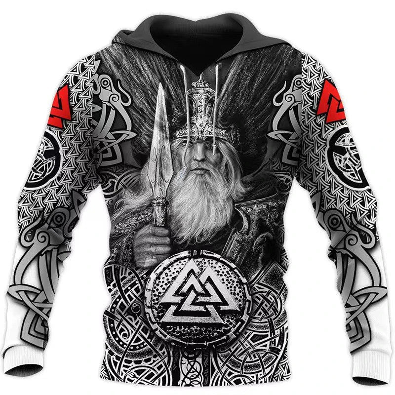 2024 Mens Hoodies Eagle Tattoo Pattern Vikings 3D Printed Fashion Casual Harajuku Hip Hop Autumn And Winter Oversized Sudaderas, Produit gaming premium Fraquane