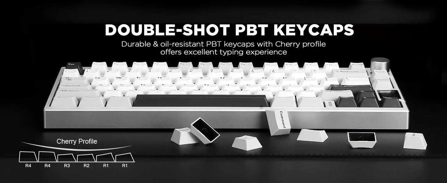 YUNZII AL80 Silver Wireless Mechanical Keyboard, Full Aluminum CNC Custom QMK/VIA Gaming Keyboard, LCD Display Hot Swap Keyboard