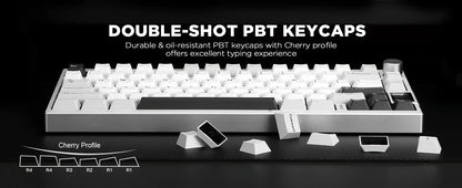 YUNZII AL80 Silver Wireless Mechanical Keyboard, Full Aluminum CNC Custom QMK/VIA Gaming Keyboard, LCD Display Hot Swap Keyboard
