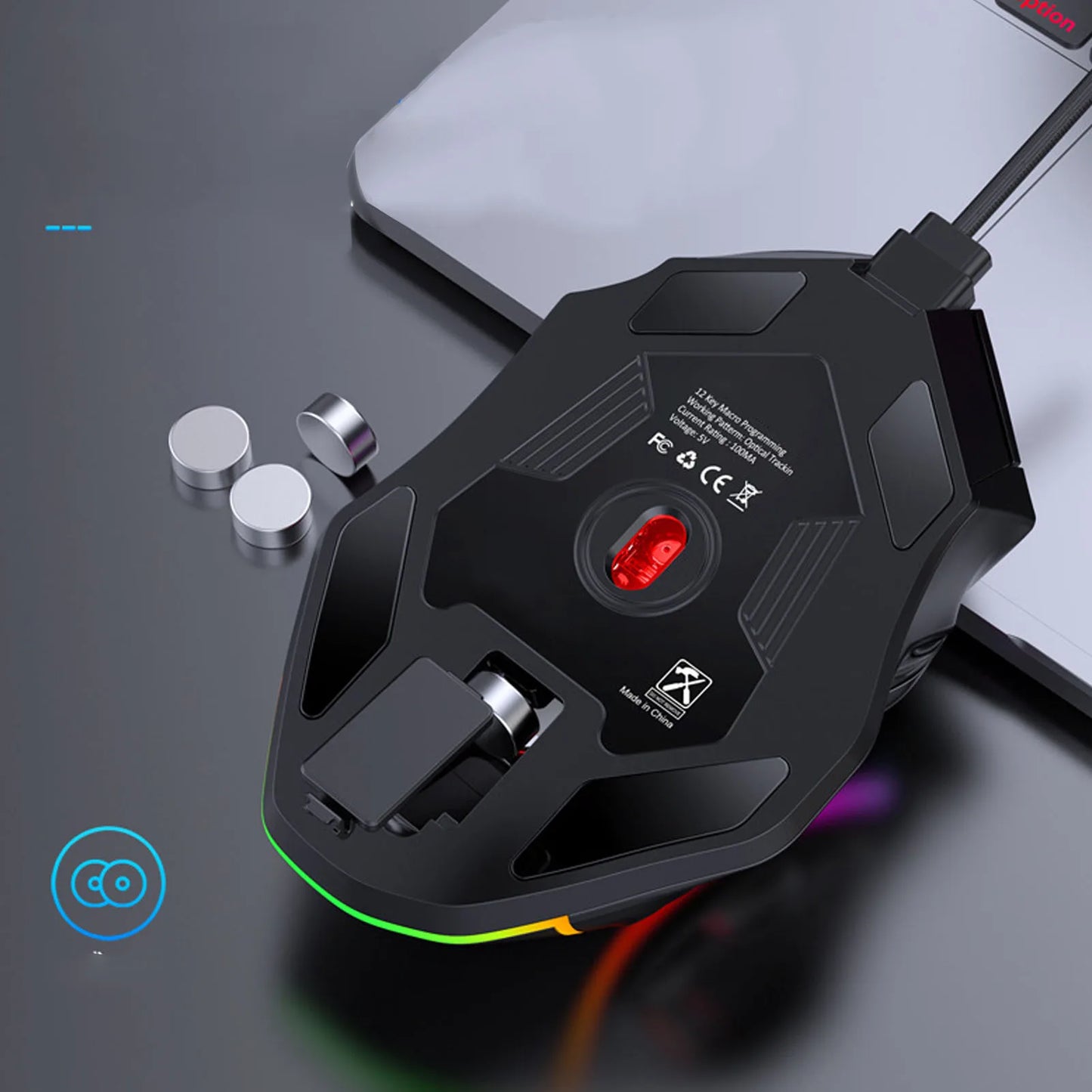 Ενσύρματο RGB Gaming Mouse 12800DPI με 12 Πλήκτρα, Ορισμό Macro, Ανταλλακτικά Αξεσουάρ Υπολογιστή, Φωτοηλεκτρική Λειτουργία