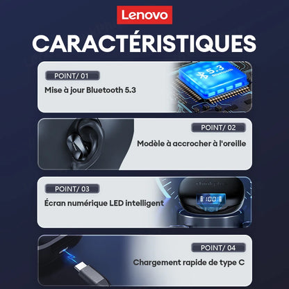 Lenovo LP75 TWS Bluetooth 5.3 Wireless Earphones – LED Display, Noise Reduction, Waterproof True Wireless Earbuds with Microphone & Deep Bass Sound