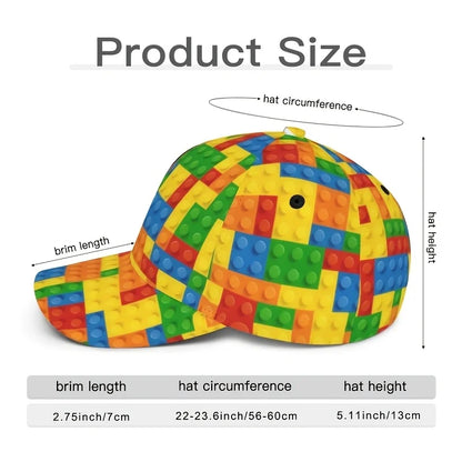 Cappellino da baseball per bambini con stampa a blocchi colorati, cappellino da sole unisex con protezione UV, casual, per gli amanti dei giochi all’aperto, cappellino alla moda per papà
