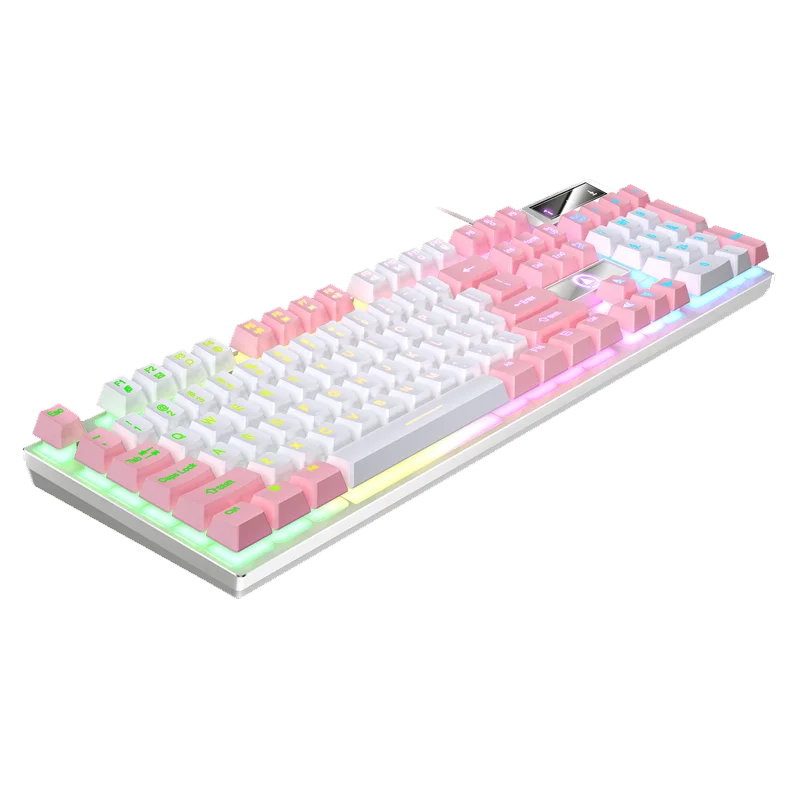 YINDIAO Wired USB Gaming Keyboard with Backlight, 104-Key Ergonomic Gaming Keyboard for PC, Laptop & Desktop, RGB Gamer Keyboard for Office & Gaming