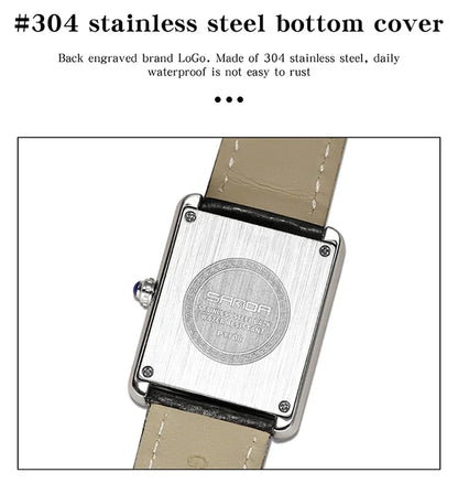 SANDA 9031/1108 Sport Casual Women Men Quartz Watches Reloj Luxury Couple Watch Resistant Leather Strap Square Dial Waterproof