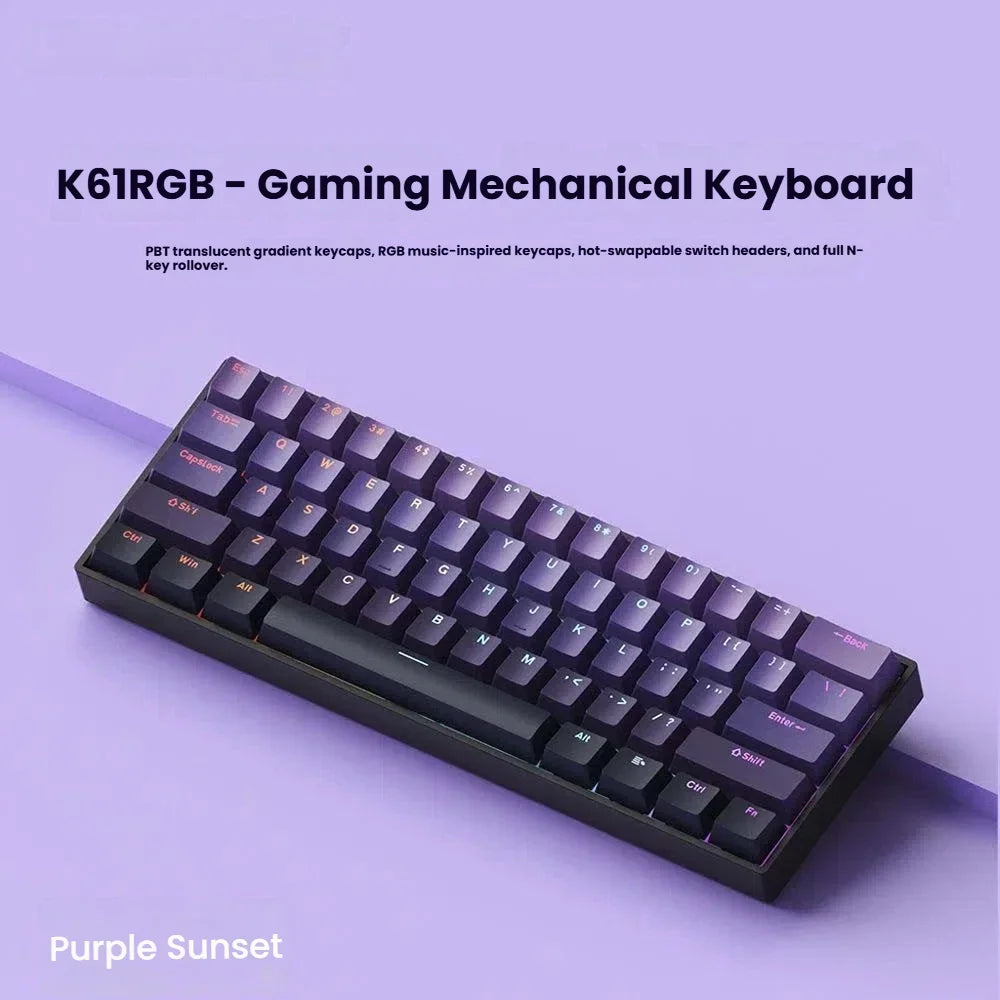 K61 USB Mini Mechanical Gaming Wired Keyboard Hot-Swappable Mechanical Keyboard Detachable Cable