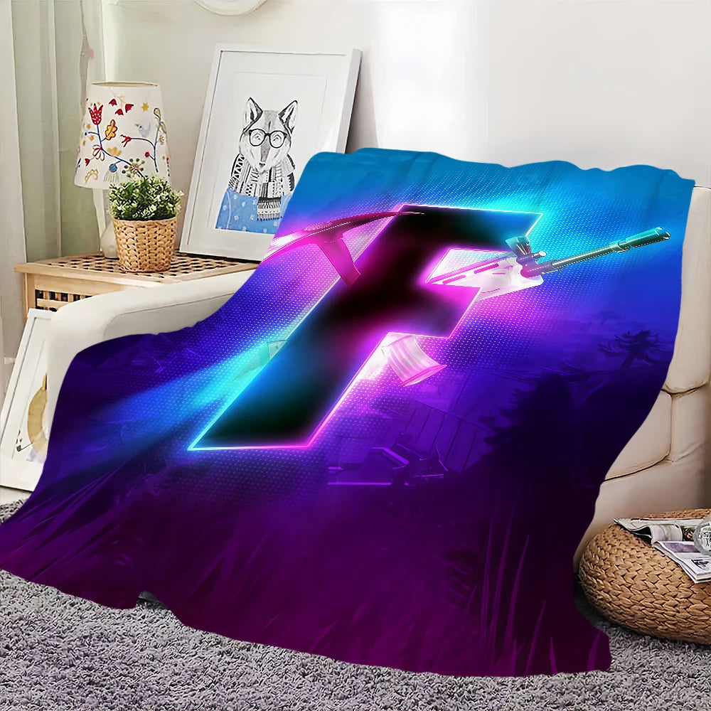 F-Fortnite deka s logotipom igre, mekana deka za piknik, krevet, kauč, dom i spavaću sobu, udobna, topla i komforna