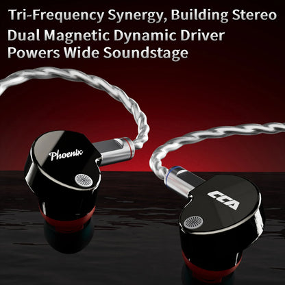 CCA Phoenix Wired Earphones Dynamic Drive LCP Diaphragm Music Headphone With Detachable Cable Noise Reduction Gaming Earphones