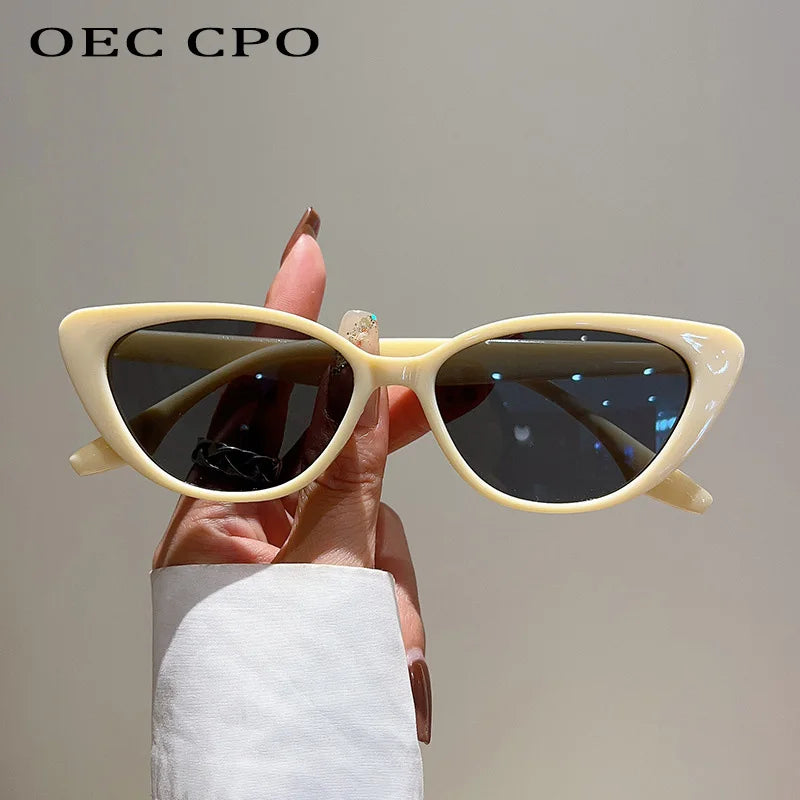 OEC CPO Small Frame Cat Eye Sunglasses Women 2024 Fashion Leopard Color Shades UV400 Sun Glasses Female Trending Eyewear Men