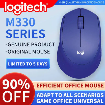 Logitech M330 Professional Office Mouse, Quiet Wireless Ergonomic Mouse, 2.4GHz USB Optical Mouse for Laptop, PC & Desktop