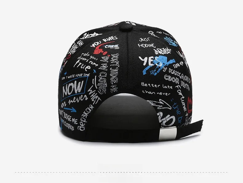 New Fashion Women Men Graffiti Cotton Baseball Cap Unisex Printed Snapback Hat Hip Hop Trendy Outside Cap Hat for Men Women