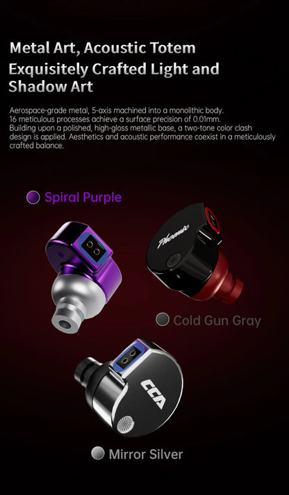 CCA Phoenix Wired Earphones Dynamic Drive LCP Diaphragm Music Headphone With Detachable Cable Noise Reduction Gaming Earphones