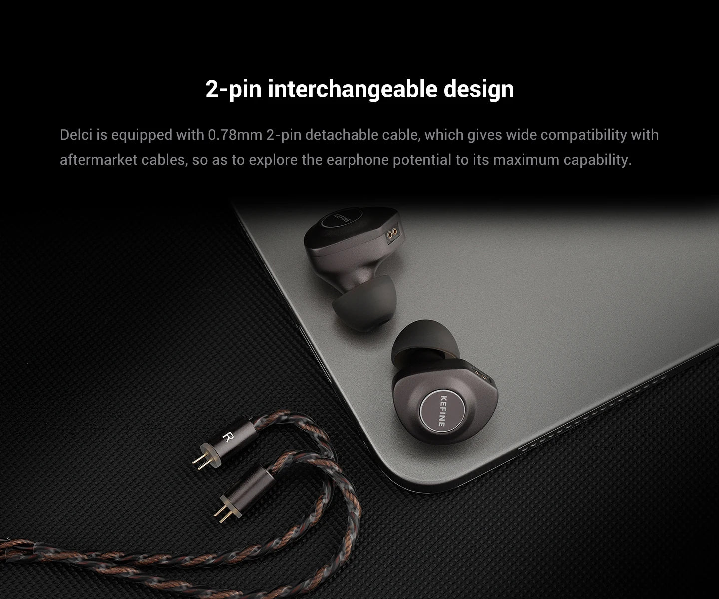 KEFINE Delci HiFi Wired IEM Earphones with 10mm DLC+PU Dynamic Driver, CNC Metal Housing, Detachable 0.78mm 2Pin Cable