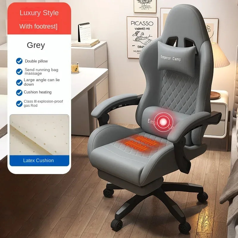 Hestora PU Leather Big and Tall Gaming Chair Ergonomic High Back Computer Chair with Footrest, Massage Lumbar Support, Adjustable Reclining Office Gaming Chair