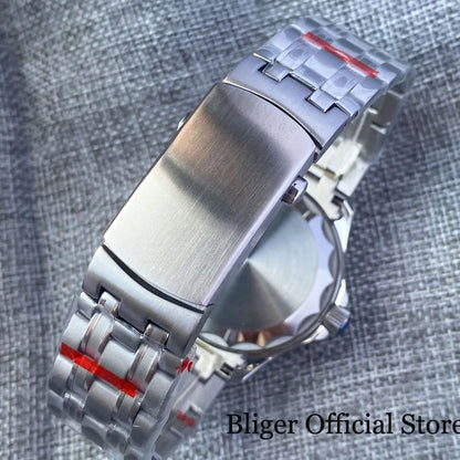 BLIGER Luxury 41mm Mechancial Men Watch Sapphire Glass NH35AMIYOTA PT5000 Movement Steel Bracelet Ceramic Bezel Date Function