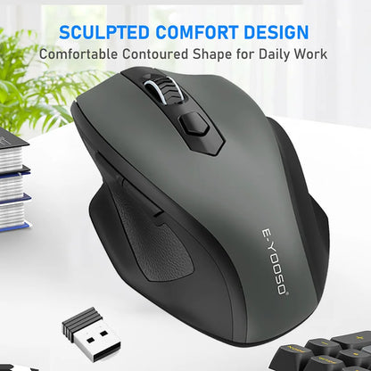 E-YOOSO 2.4G Wireless Ergonomic Mouse, 4800 DPI Optical Wireless Mouse with USB Receiver, Portable Computer Mouse for PC, Laptop & Office