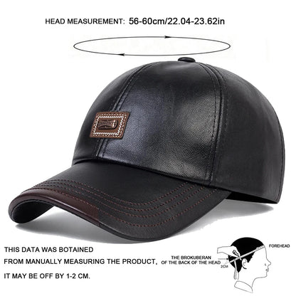 Pu Leather Letter Label Baseball Caps Spring and Autumn Outdoor Adjustable Casual Hats Sunscreen Hat