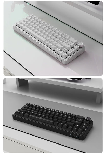 AJAZZ AK690 Clavier mécanique à 65 %, toutes les touches remplaçables à chaud, filaire USB Plug-and-Play, rétroéclairage mixte, 68 touches, clavier gaming pour ordinateur portable et PC