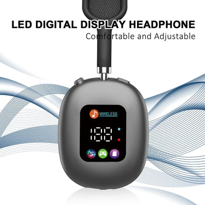 Wireless Bluetooth Headset with RGB Digital Display, Card Reader, Long Battery Life, HiFi Sound & Noise Reduction Earphones