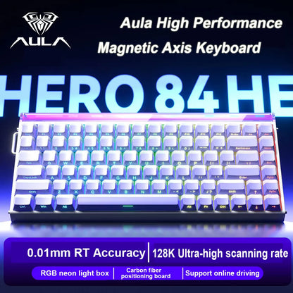 AULA HERO 84 HE Wired Mechanical Keyboard Music Rhythm RGB Gaming Keyboard 8K Return Magnetic Switch High Performance Keyboard