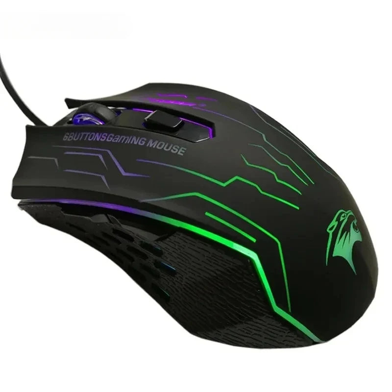 Silent Click USB Wired Gaming Mouse RGB, 6-Button Optical Gaming Mouse with Adjustable 3200 DPI, Ergonomic USB Gaming Mouse for PC, Laptop & Notebook