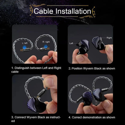 Kinera Celest Wyvern Black Dragon In-Ear HiFi Earphones 10mm LCP Dynamic Drive Music Gaming Earphones 3.5mm Type-C Lightning MIC